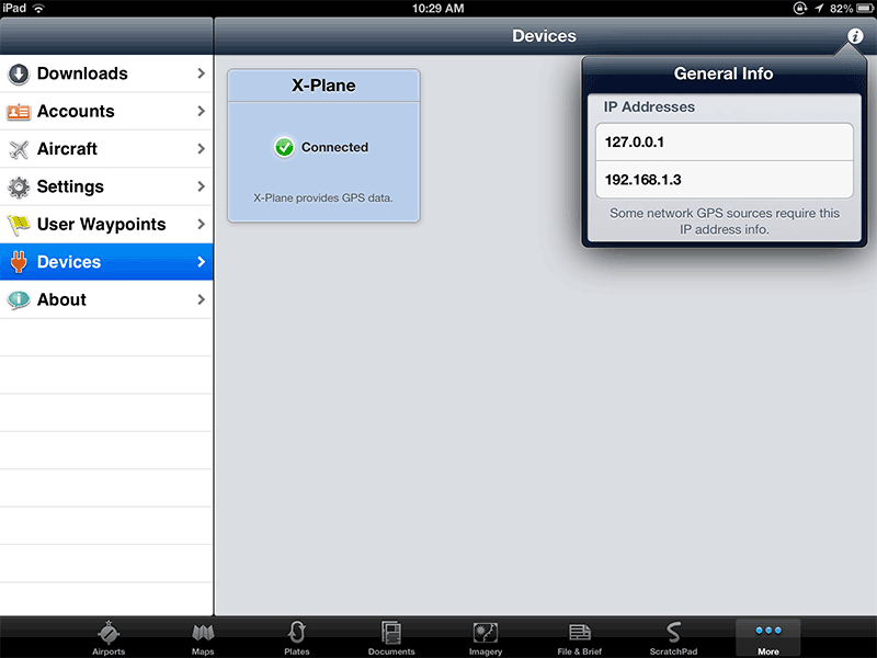 ForeFlight connected to X-Plane