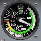 The airspeed indicator in the Cessna 172