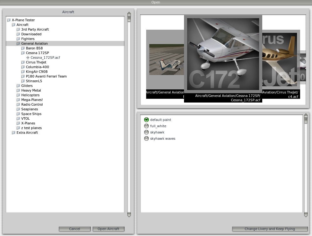 open aircraft dialog