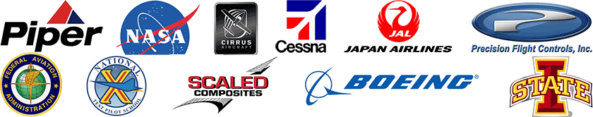 The X-Plane flight simulator is used by Piper Aircraft, NASA, Cirrus Aircraft, Cessna Aircraft, Japan Airlines, Precision Flight Controls, the FAA, National Pilot Test School, Scaled Composites, Boeing, and Iowa State University