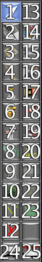 The tools in the toolbar, numbered in correspondance with the list in the Toolbar section