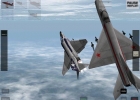 An F-4 Phantom II pulling away from a MiG-21 Fishbed