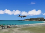 X-Plane Freeware's Boeing 757 landing in Florida, with Fly-Tampa's Sint Maarten scenery converted and Sint Maarten photoreal scenery. Image courtesy of AVSIM Online and Mau Xpilot.