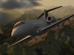 The Bombardier Challenger 300 model from DDenn Design in the skies of Switzerland. Image courtesy of AVSIM Online and Comanche.