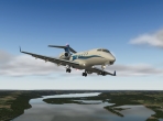 dden's Bombardier Challenger 300 turning final for Prairie Du Chien, WI. Image courtesy of AVSIM Online and djMot.