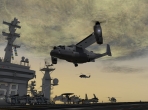 The V-22 Osprey landing on the deck of an aircraft carrier. Image courtesy of AVSIM Online and JFHL.