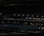 A terminal at Munich International Airport, seen at night 