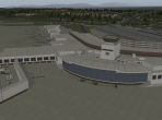 A view of an international airport in X-Plane 10