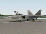The Lockheed Martin/Boeing F-22 Raptor on an X-Plane 10 runway