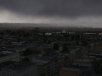 A fog-covered city in X-Plane 10