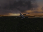 X-Plane 10's Boeing 777 in the twilight sky