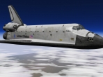 The Space Shuttle Orbiter high above the Earth