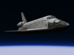 The Space Shuttle Orbiter high above the Earth
