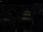 A city street at night