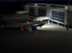 The plausible-world airport scenery seen at night
