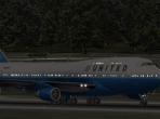 The Boeing 747 taxiing at night