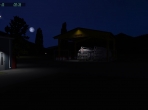 A fuel depot, lit at night