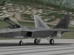 The X-Plane 10 F-22 model with its movable canopy up