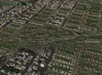 A crowded city, showing off X-Plane 10's roads