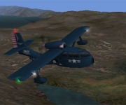 The tiny Seabee, with its pusher prop, flying in X-Plane Seaplane