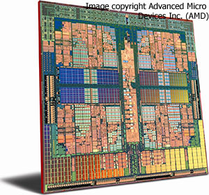 The die of an AMD Phenom CPU
