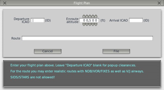 The Flight Plan dialog box