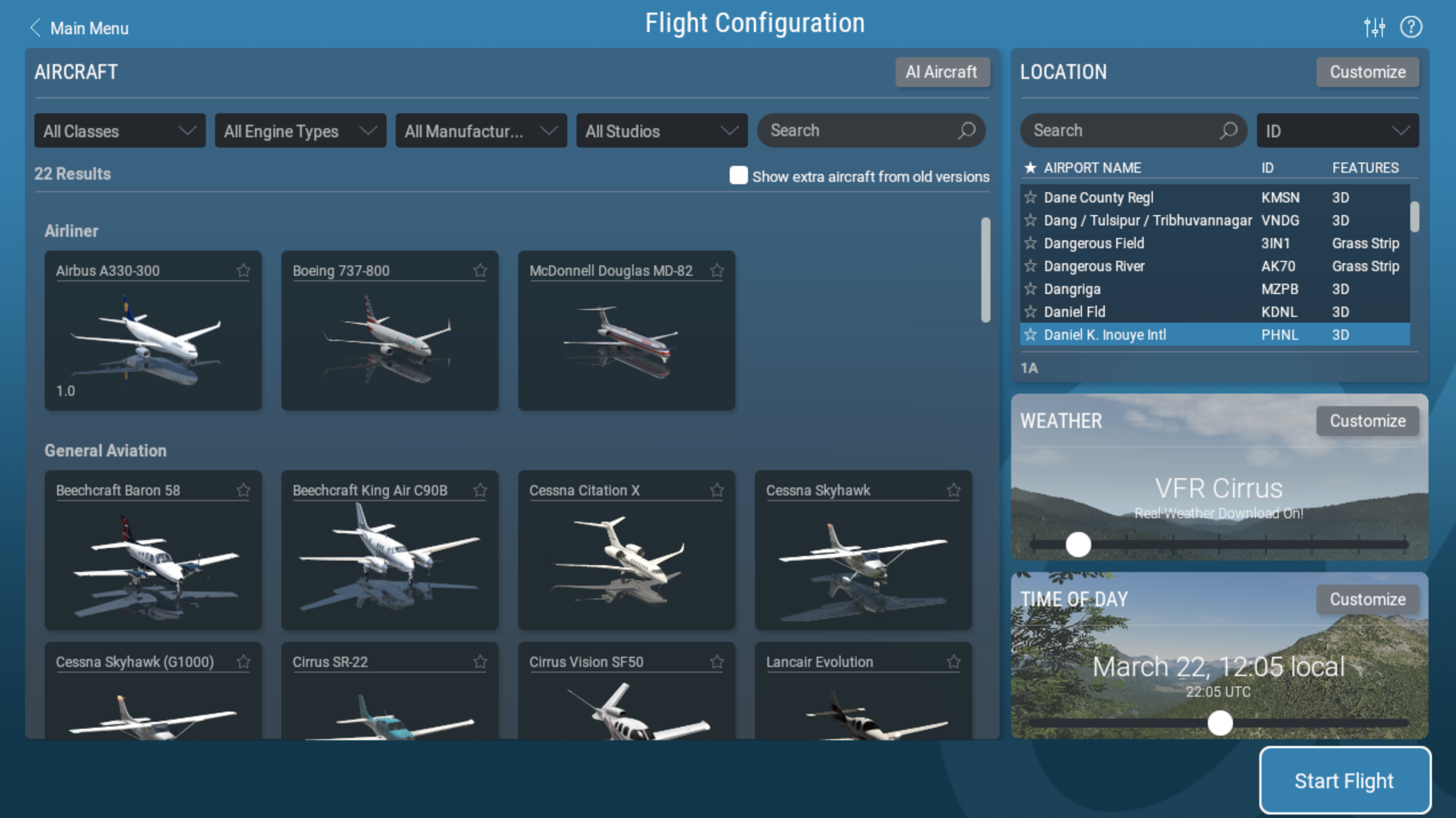flight configuration