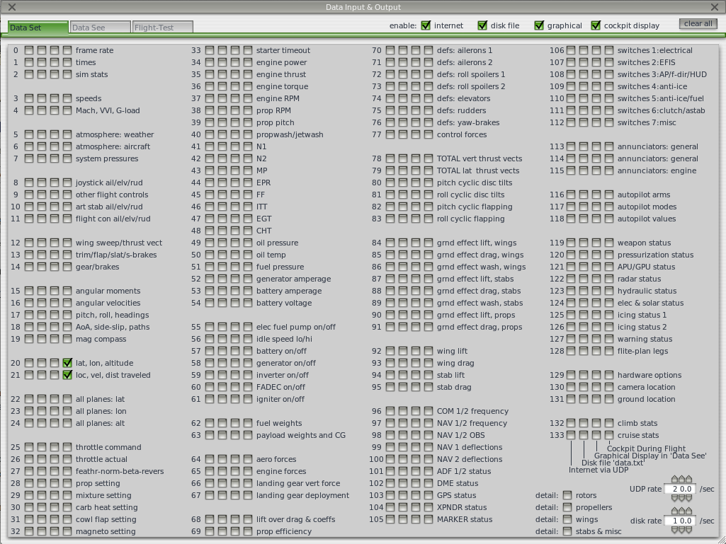 Understanding the Location Values in the Data Output Screen XPlane