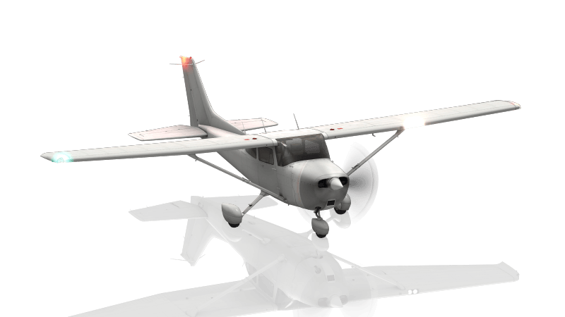 X-Plane 11's Cessna 172 in its full white livery