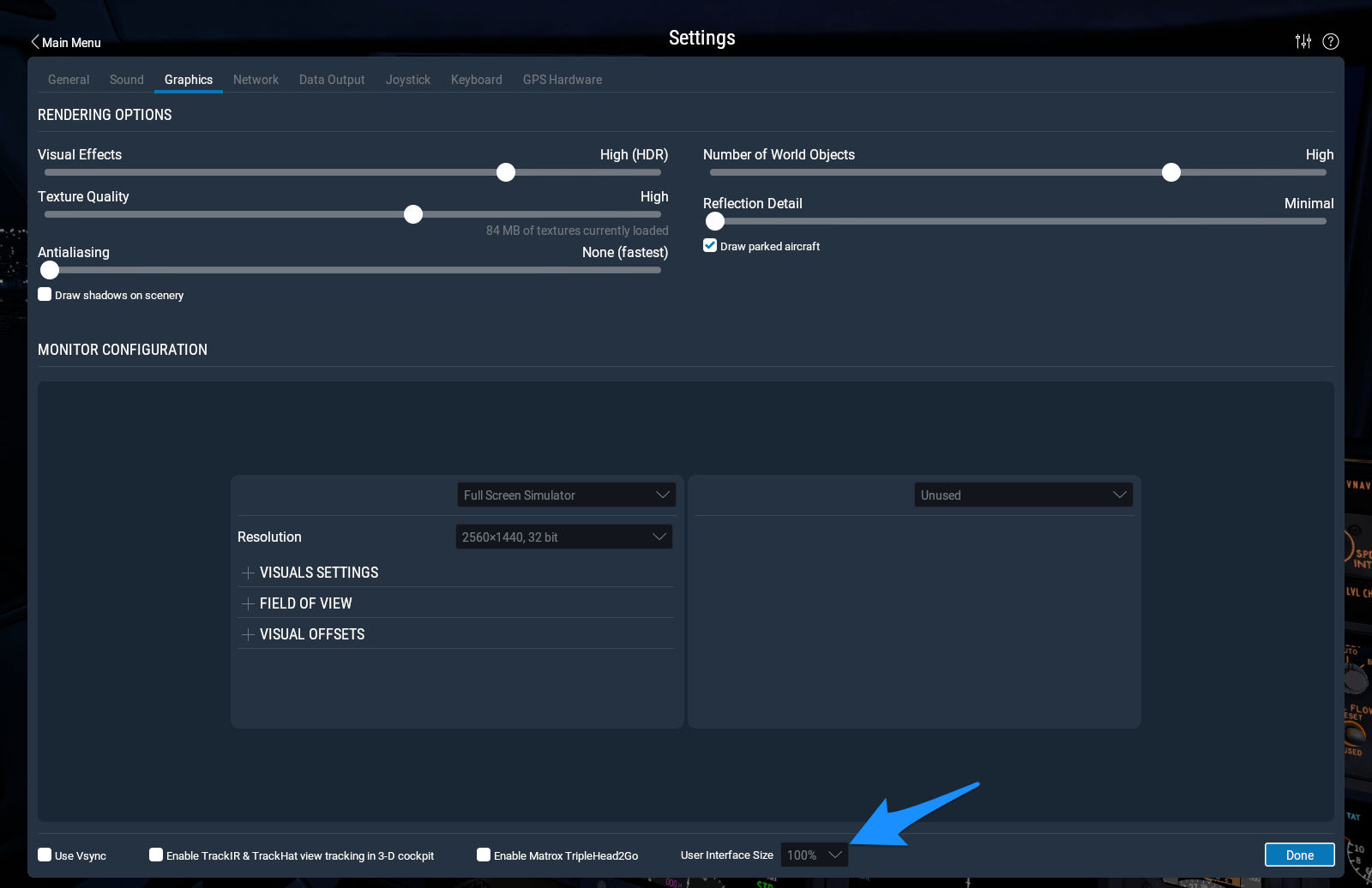 Increasing the size of text and the user interface in XPlane 11 XPlane