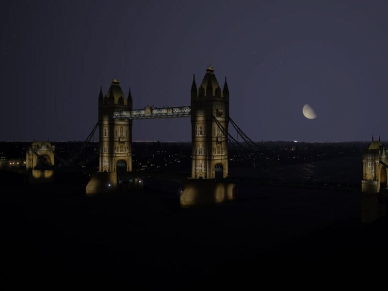 X-Plane 11 Landmarks - Tower Bridge night lights