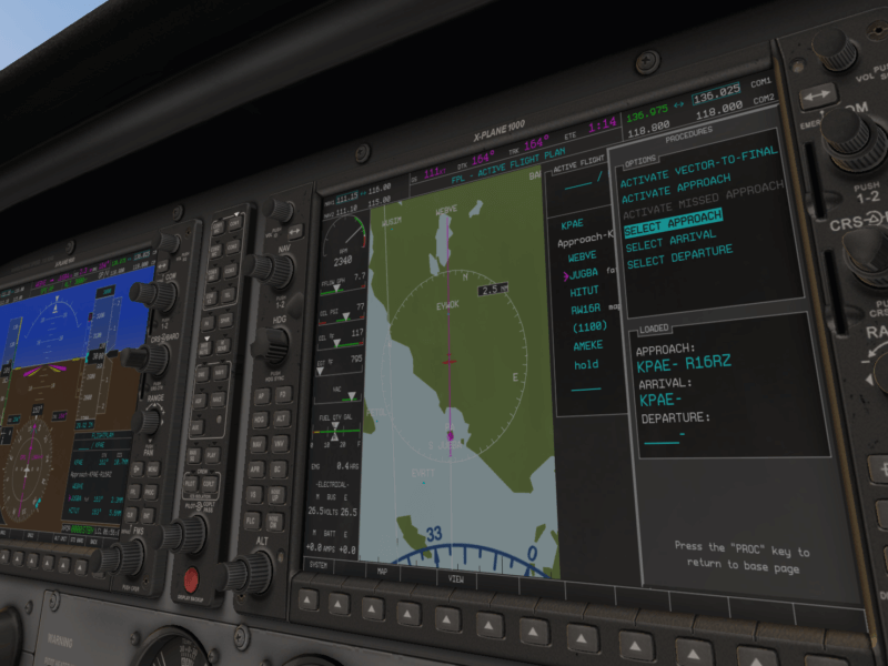X-Plane 11.10 G1000 approach menu