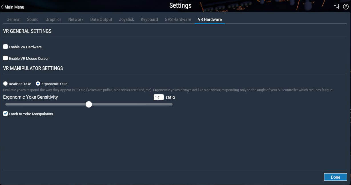 X-Plane 11.20 VR Hardware settings tab