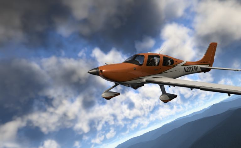 Small aircraft in flight simulator