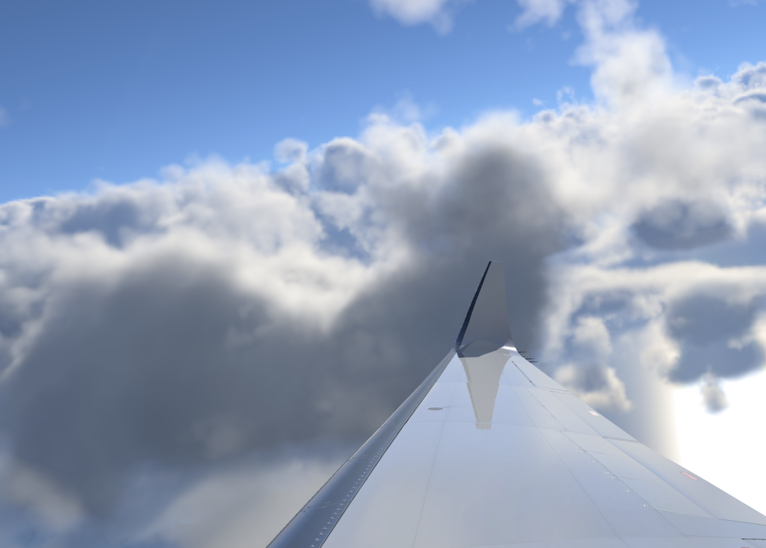 Citation X wing and volumetric clouds in X-Plane 12 Flight Simulator