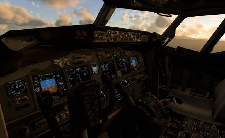 Boeing 737 cockpit in X-Plane 12 Flight Simulator