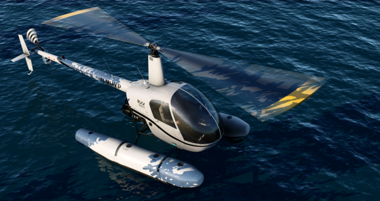 Helicopter floating on water in PC Flight Simulator